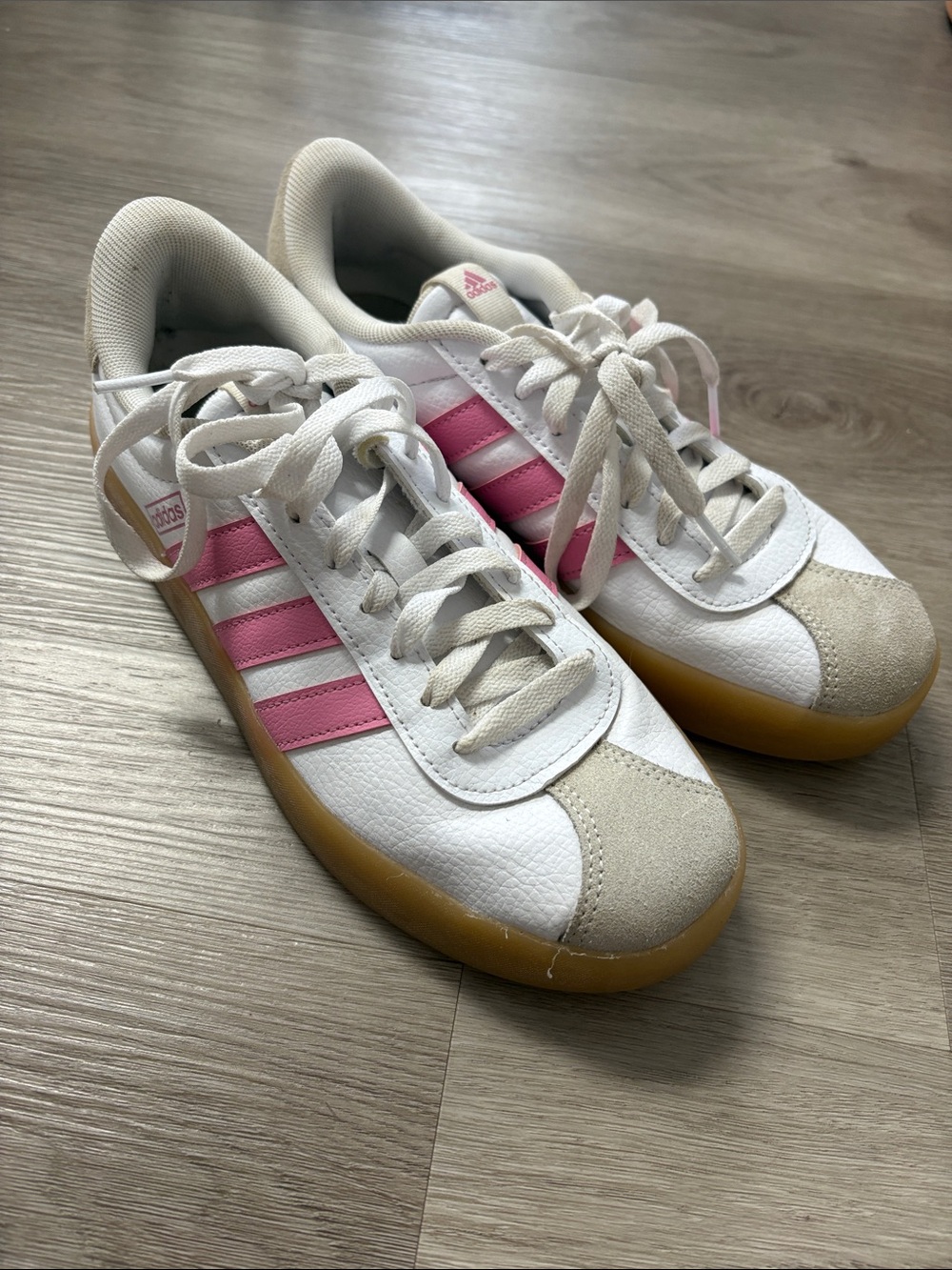 adidas Women's White, Pink & Gum Classic Sneakers